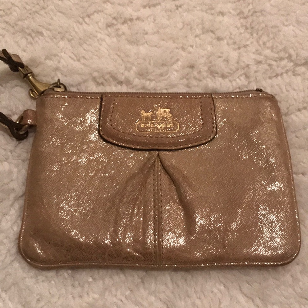 Metallic gold Coach wristlet